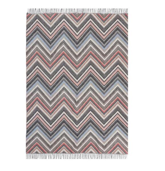 Chevron Siyah Çok Renkli Koltuk Şalı 130 x 190 cm