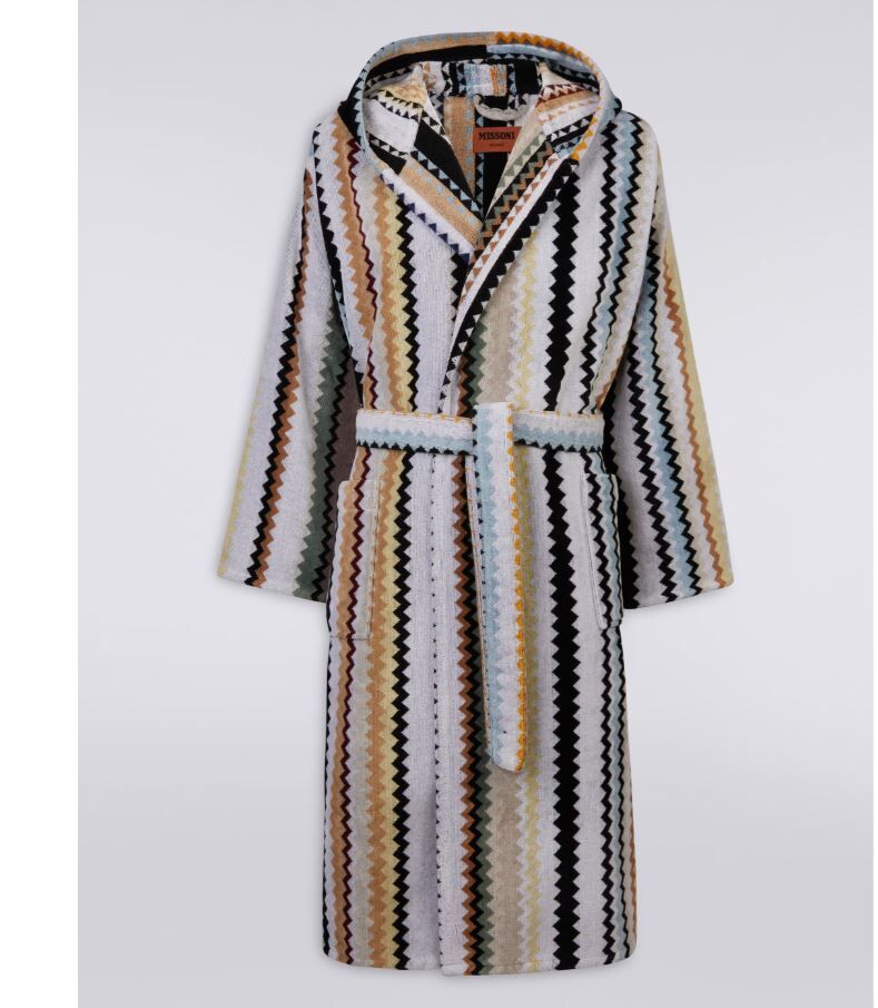 Curt 160- Siyah Çok Renkli Kapüşonlu Bornoz