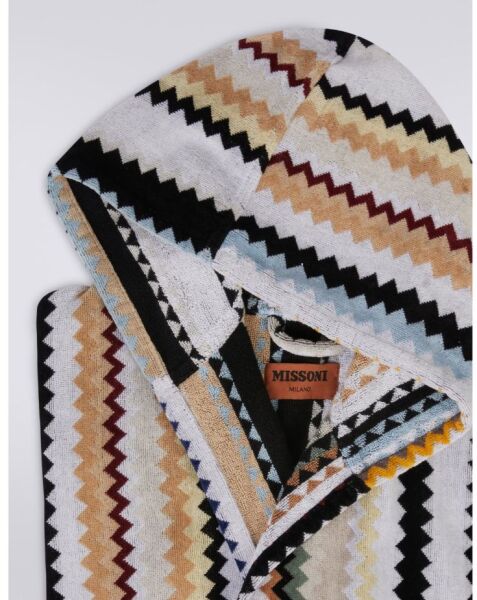 Curt 160- Siyah Çok Renkli Kapüşonlu Bornoz