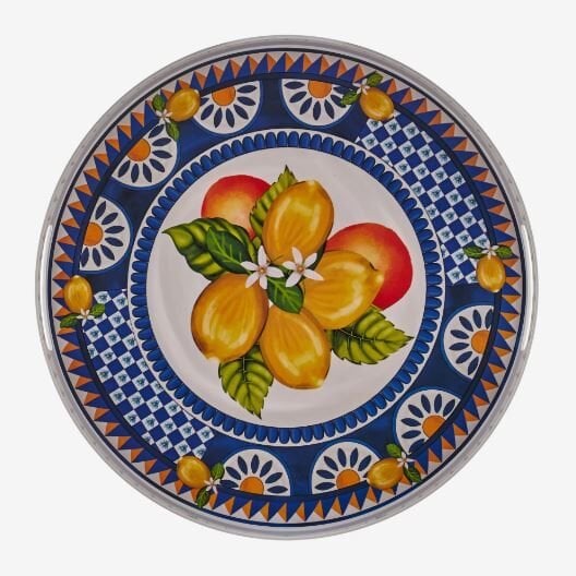 Portofino Mavi Limon Buketi Yuvarlak Tepsi 40 cm