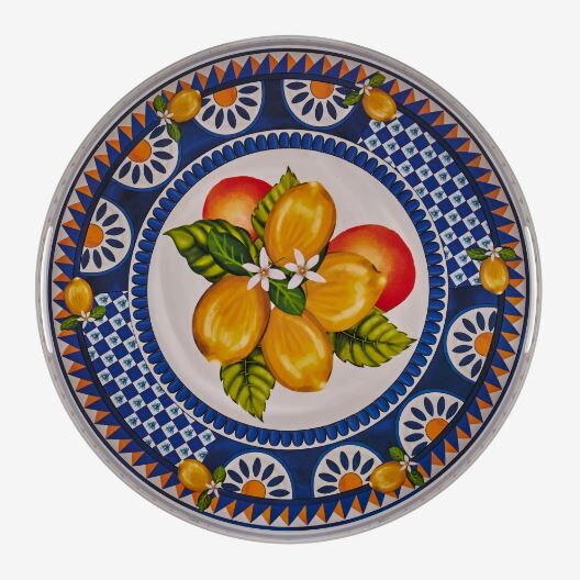 Portofino Mavi Limon Buketi Yuvarlak Tepsi 40 cm