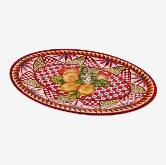 Portofino Kırmızı Limon Buketi Oval Tabak 50 cm