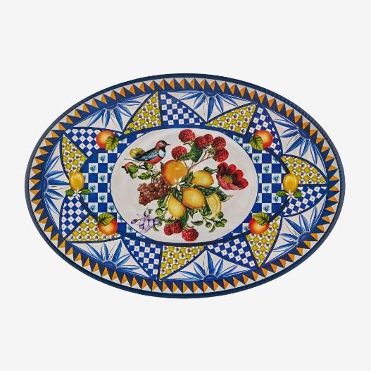 Portofino Mavi Meyveli  Oval Tabak 50 cm