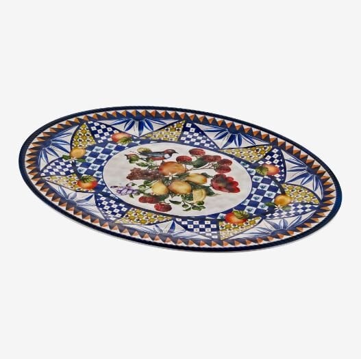 Portofino Mavi Meyveli  Oval Tabak 50 cm