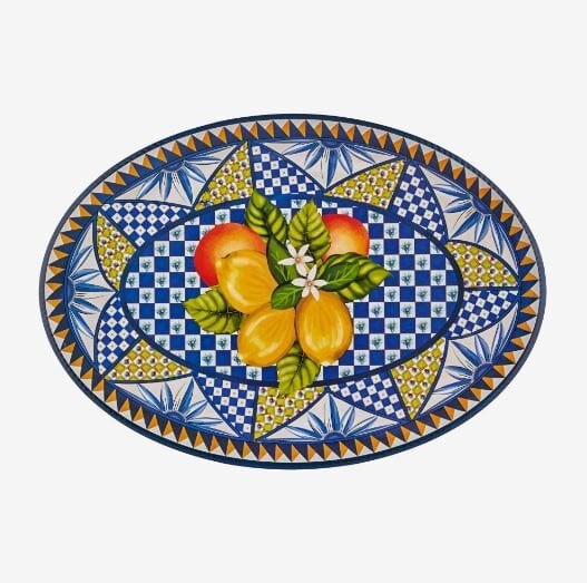 Portofino Mavi Limon Buketi Oval Tabak 50 cm