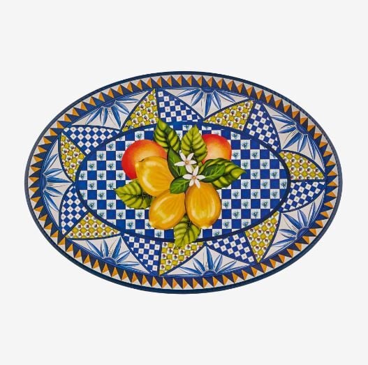 Portofino Mavi Limon Buketi Oval Tabak 50 cm
