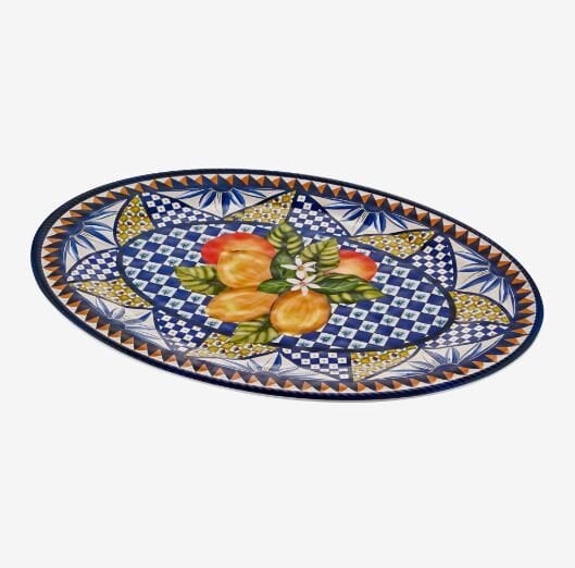 Portofino Mavi Limon Buketi Oval Tabak 50 cm