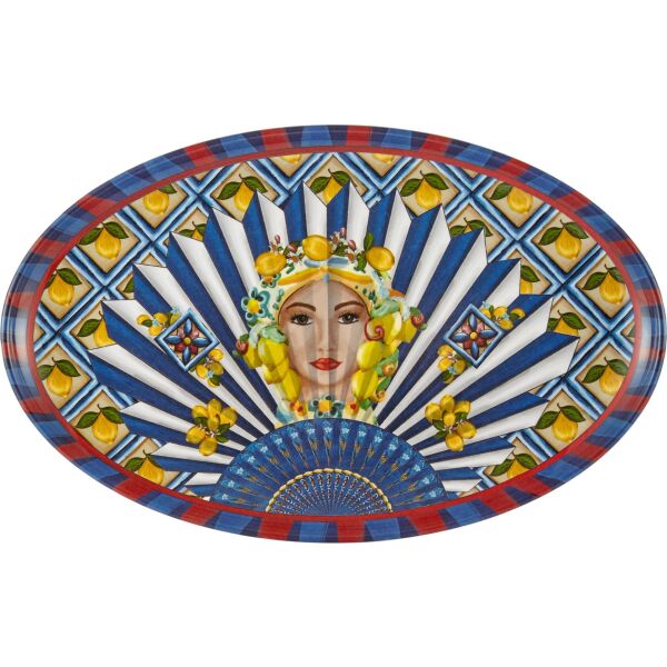 Positano Kadın Yüz Desenli Servis Tabağı 34*21,5 Cm