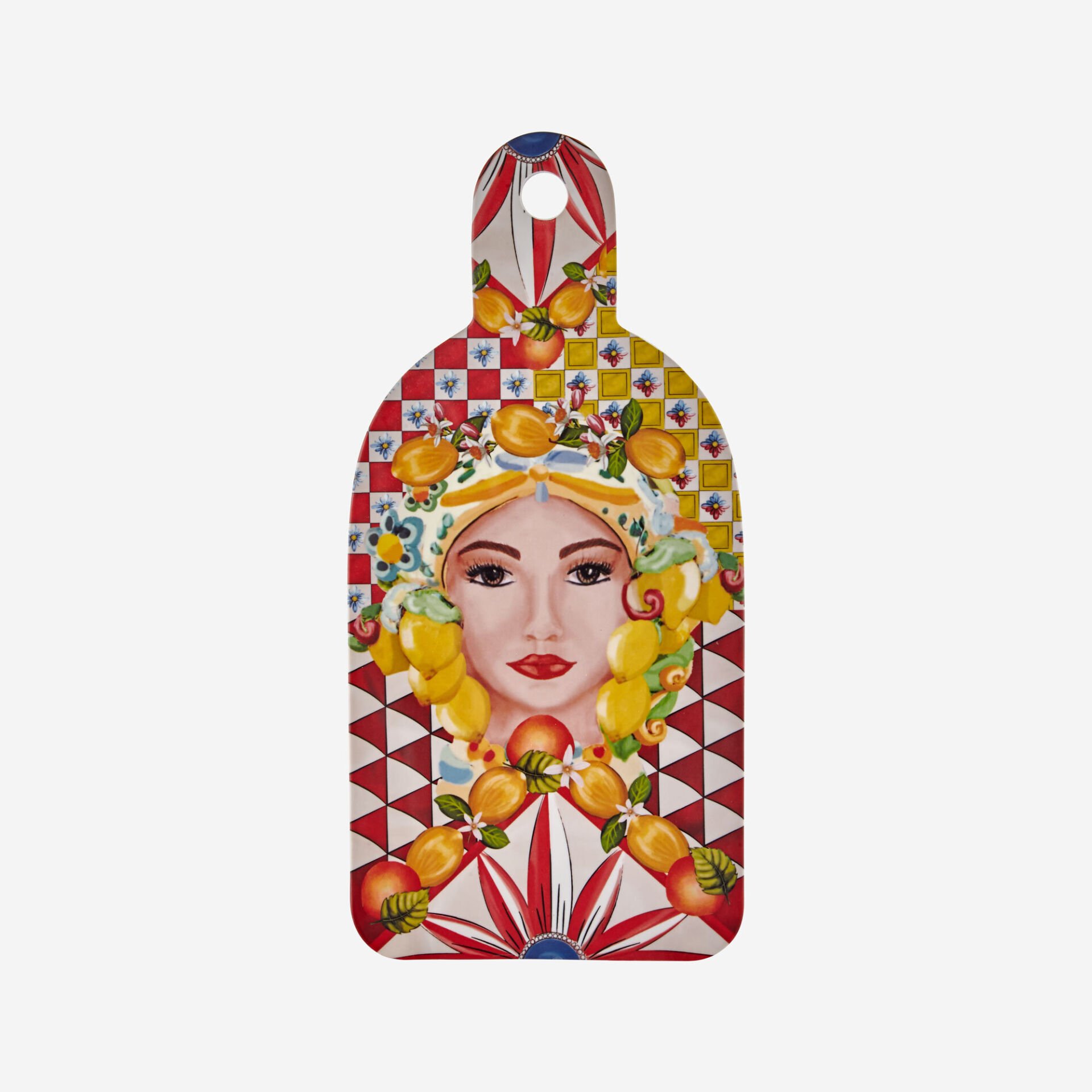 Portofino Kırmızı Yüz Desenli Sunum Tahtası 34cm