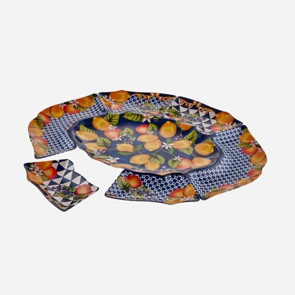 Portofino Mavi Limonlu Bahçe Meze Tabağı 7'li Set