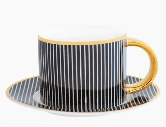Teacup & Saucer Pinstripe Ebony