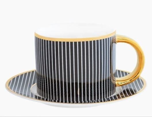 Teacup & Saucer Pinstripe Ebony
