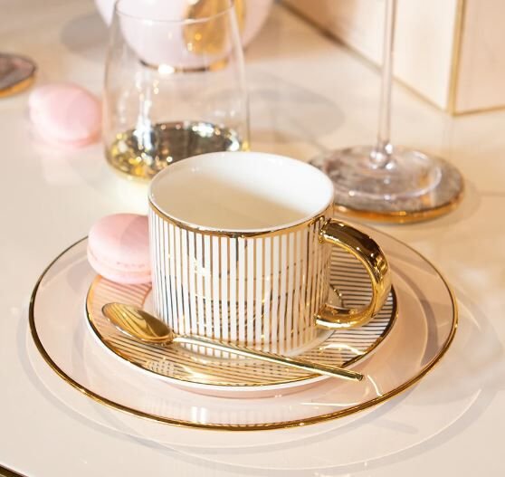 Teacup & Saucer Pinstripe Ivory