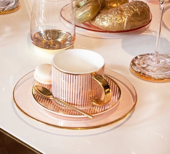 Teacup & Saucer Pinstripe Blush
