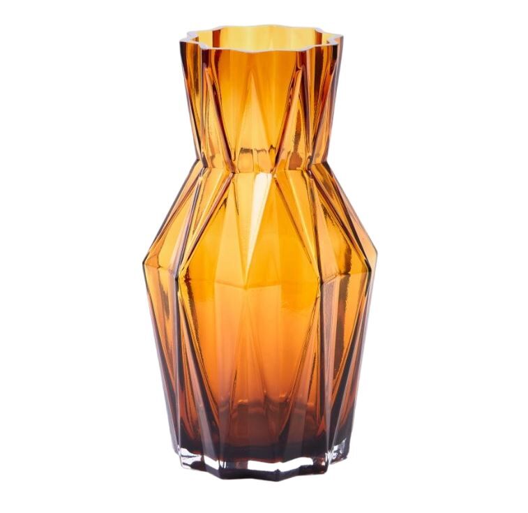 Vase Folds Glass Ochre S
