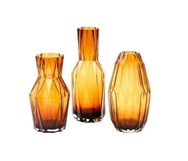 Vase Folds Glass Ochre S