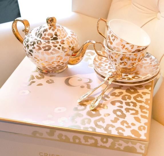 Luxury Louis Leopard Two Cup Teaset - Limited Edition