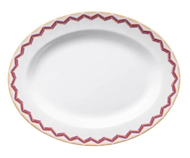 Zig Zag Jarris 156 Turuncu Bordo Oval Servis Tabağı 36 cm