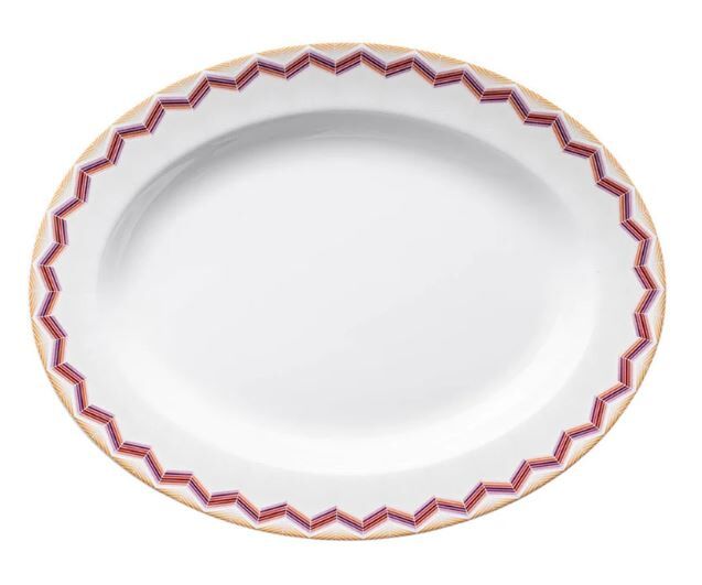 Zig Zag Jarris 156 Turuncu Bordo Oval Servis Tabağı 36 cm