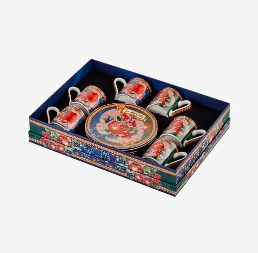 Mavi Yeşil Porselen Kahve Fincan Seti 120 ml