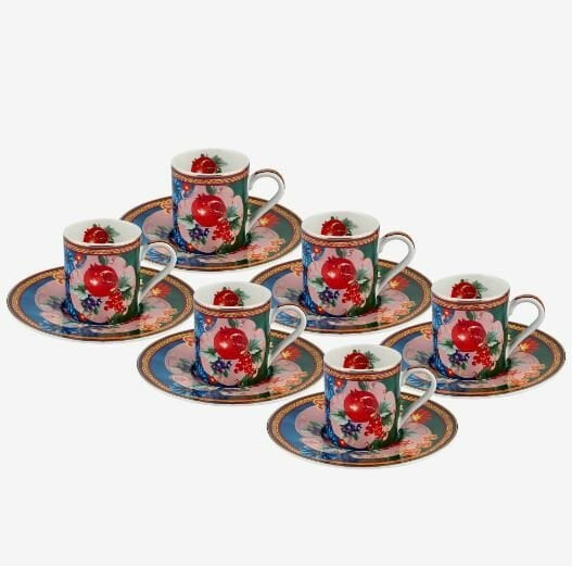 Mavi Yeşil Porselen Kahve Fincan Seti 120 ml