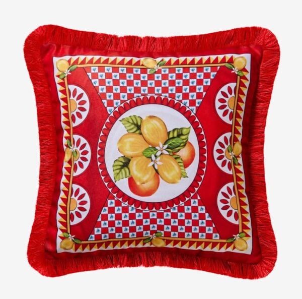 Kırmızı Kadife Dekoratif Yastık 45X45 Cm Portofino