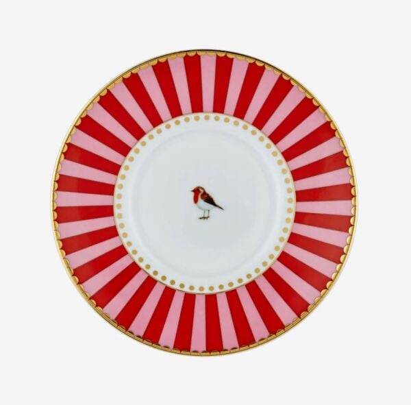 Love Birds Kırmızı Madalyon Desenli Kuşlu Kahve Fincanı 125 ml