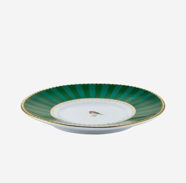 Love Birds Yeşil Madalyon Desenli Kuşlu Kahve Fincanı 125 ml