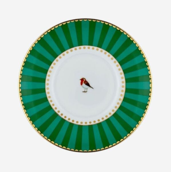 Love Birds Yeşil Madalyon Desenli Kuşlu Kahve Fincanı 125 ml