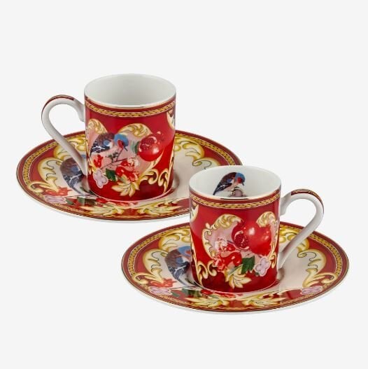 Kırmızı Porselen Kahve Fincan Seti 120 ml