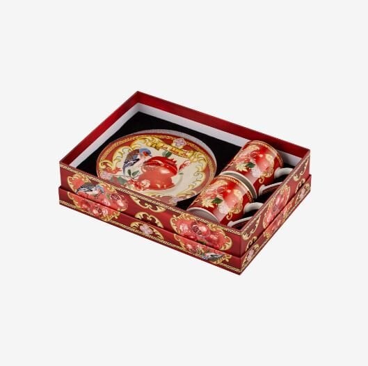 Kırmızı Porselen Kahve Fincan Seti 120 ml