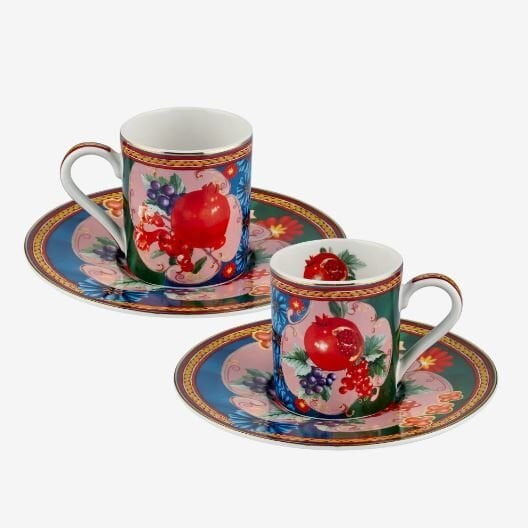 Mavi Yeşil Porselen Kahve Fincan Seti 120 ml