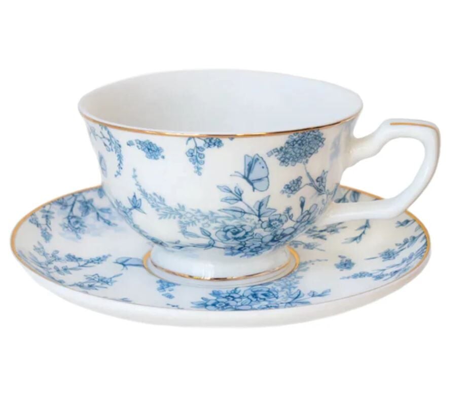 Teacup & Saucer French Toile