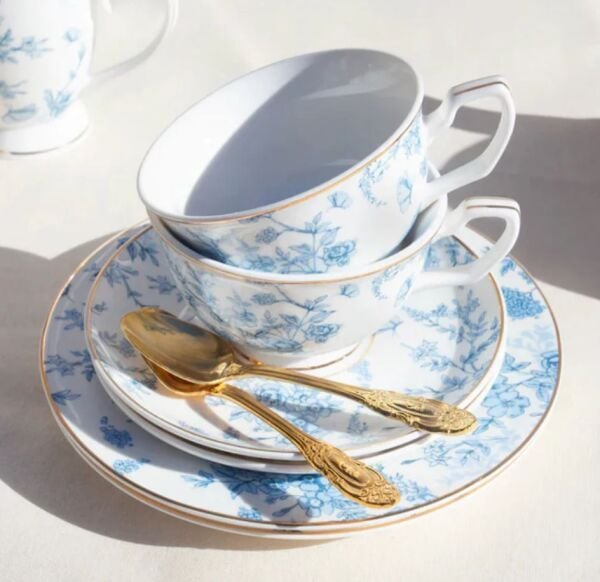 Teacup & Saucer French Toile