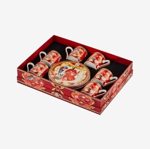 Kırmızı Porselen Kahve Fincan Seti 120 ml