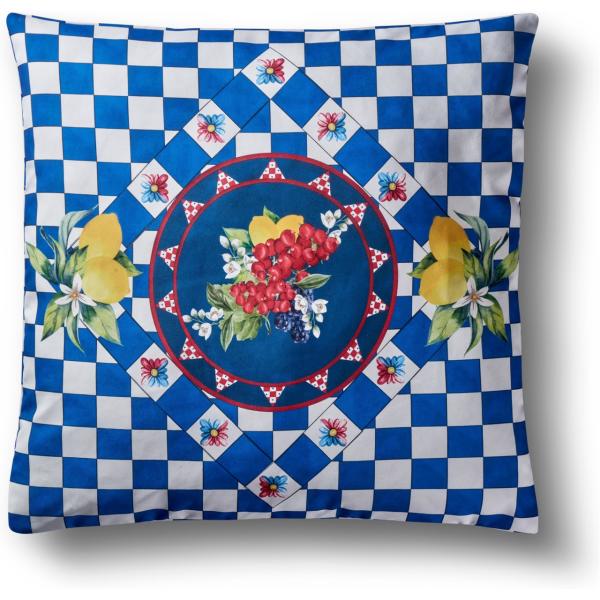 Capri Mavi Ve Kırmızı Minder Büyük Boy 80*80 Cm