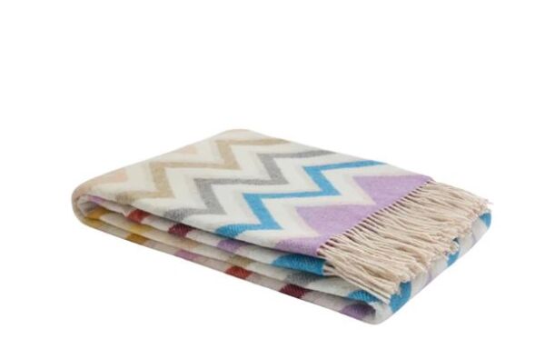 Watamu 100 - Çok Renkli Zigzag Desenli Koltuk Şalı 130x190 cm