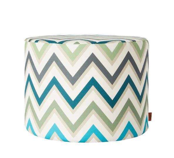 Watamu Yeşil Çok Renkli Dış Mekan Silindir Puf 40x30 cm