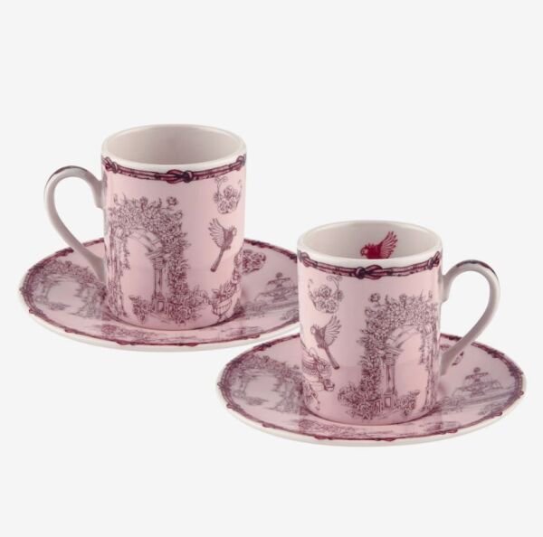 Kırmızı Porselen Kahve Fincan Seti 120 Ml Fontana