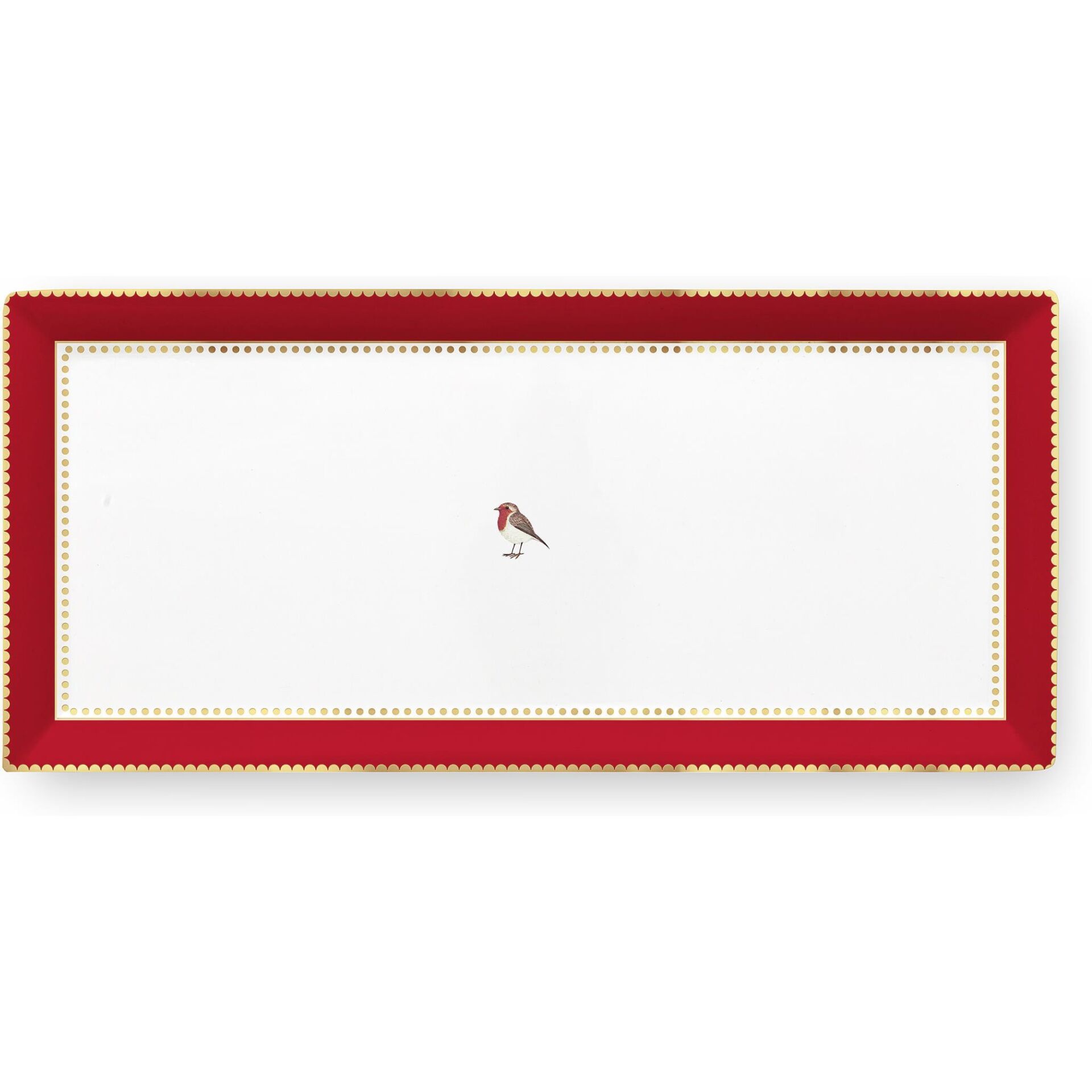 Love Bird Kırmızı Pembe Servis Tabaği 33.3x15.5cm