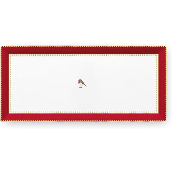 Love Bird Kırmızı Pembe Servis Tabaği 33.3x15.5cm