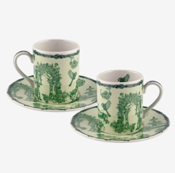 Yeşil Porselen Kahve Fincan Seti 120 Ml Fontana