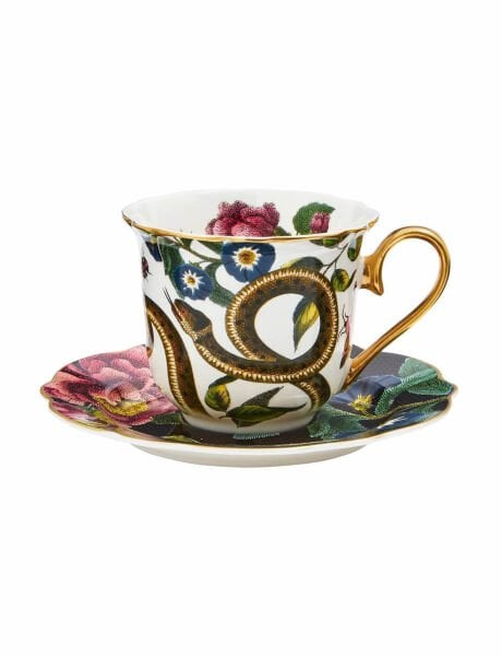 Creatures Of Curiosity Çay Fincanı+Tabağı Yılan&Siyah