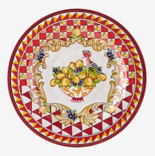 Capri Kırmızı Goblet Desenli Yemek Tabağı 28cm