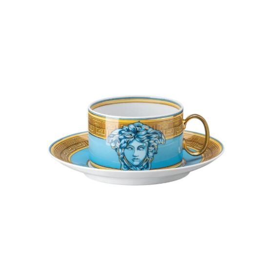 Medusa Amplified Blue Coin Çay Fincan-Tabak