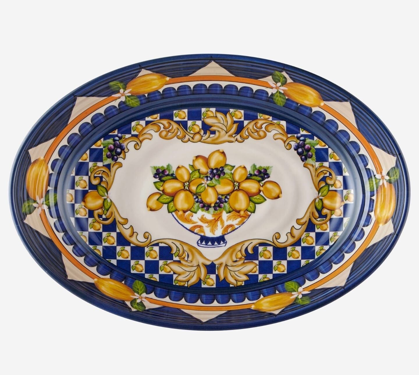 Capri Mavi Goblet Desenli Oval Kase 33cm