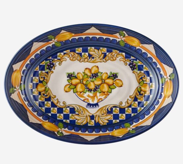 Capri Mavi Goblet Desenli Oval Kase 33cm