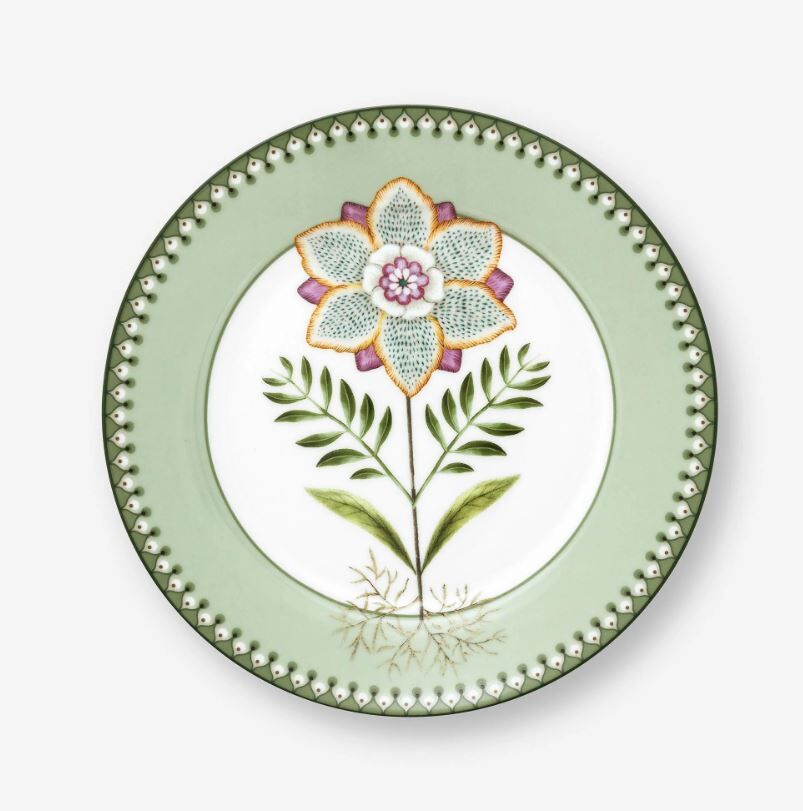 Yeşil Porselen Kahvaltı Tabağı 21 Cm Lily & Lotus