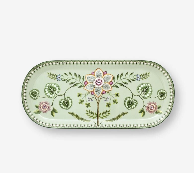 Yeşil Porselen Servis Tabağı 33 Cm Lily & Lotus