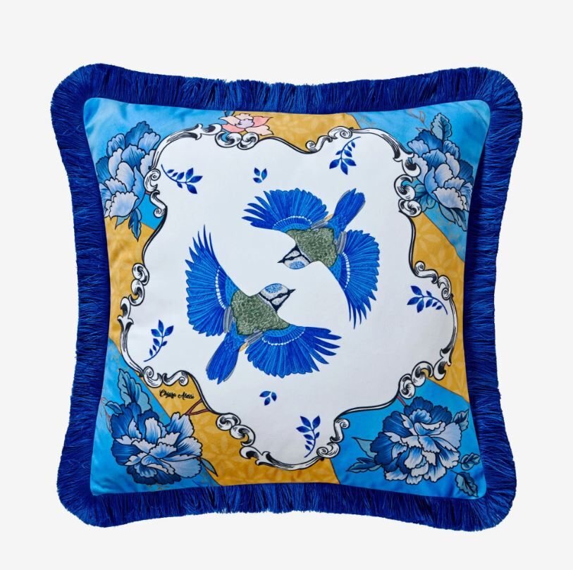 Mavi Kadife Dekoratif Yastık 43X43 Cm Allure